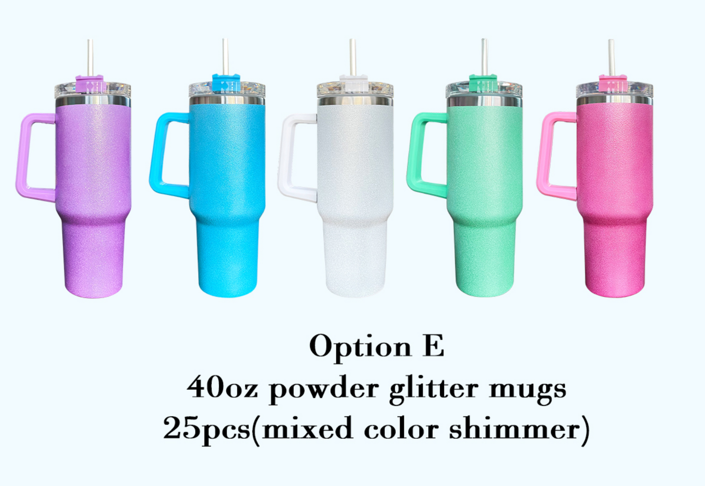 Ship from China 40oz Blank Sublimation Glittery Rough Powder Glitter Tumbler Mugs with Handle And Straw - GGblanks