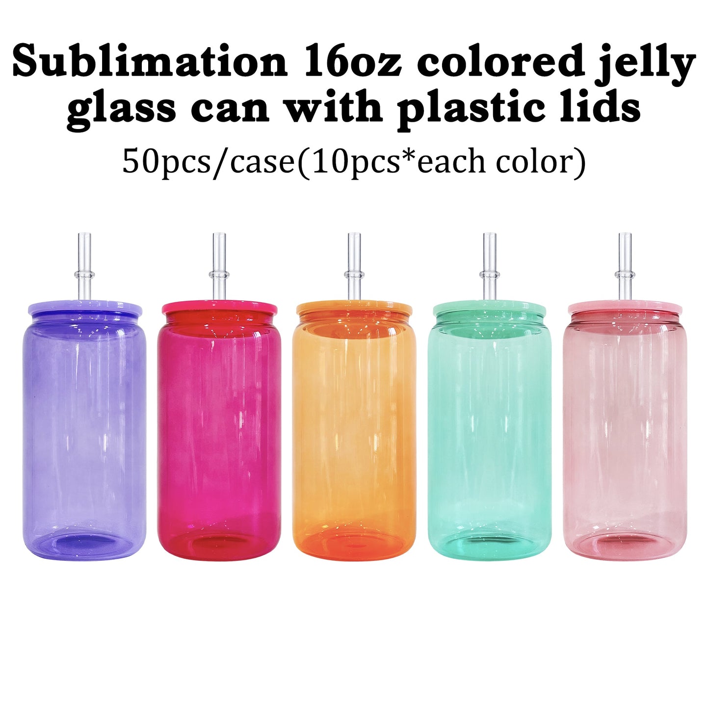 16oz colored jelly sublimation glass cans in sweet candy colors- USLCA