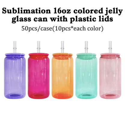 16oz colored jelly sublimation glass cans in sweet candy colors- USLCA